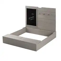 Netto Marken-Discount Sandkasten mit Deckel, aufklappbar mit Tafel & 3 Haken, Massivholz grau lasiert Angebot