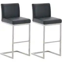 Netto Marken-Discount CLP 2er Set Barhocker Paros I Freischwinger Barstuhl I Kunstleder-Bezug I Edelstahl-Gestell Angebot