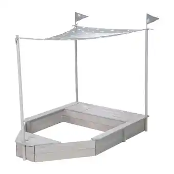 Netto Marken-Discount Sandkasten 'Schiff', Kinder-Outdoor-Sandkasten aus wetterfestem Massivholz, inkl. Sonnendach Angebot