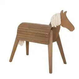 Netto Marken-Discount Voltigier- & Outdoor-Pferd, Massivholz teakfarben, Gartenpferd mit Ma¨hne & Schweif Angebot