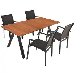 Netto Marken-Discount Tischgruppe DAVINA Set 05 5-tlg Garten Sitzgruppe Outdoor Grau Holz Metall Möbel Angebot