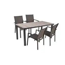 Netto Marken-Discount 5tlg. Tischgruppe RANA Set Garten Sitzgruppe Outdoor Grau Metall Polster Möbel Angebot
