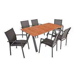 Netto Marken-Discount 7-tlg. Holz Tischgruppe DAVINA Set Garten Sitzgruppe Outdoor Holz Metall Möbel Angebot