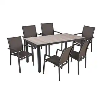 Netto Marken-Discount 7-tlg. Tischgruppe RANA Set Garten Sitzgruppe Outdoor Grau Metall Polster Möbel Angebot