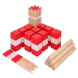 Netto Marken-Discount Ocean5 Wurfspiel Kubb Competition Birke Rot/Weiß 9x9x30 cm Angebot