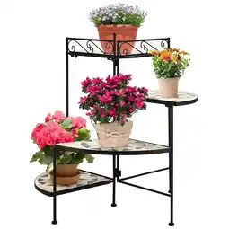 Netto Marken-Discount Outsunny Blumenständer Metall, Keramikfliesen Angebot