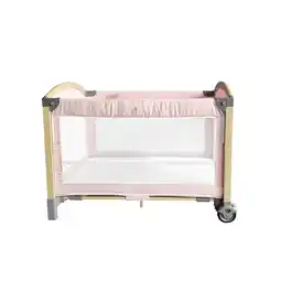 Netto Marken-Discount Kikkaboo Reisebett Laufstall Tender 2 Ebenen seitliche Öffnung 2 Räder Bremsen rosa Angebot