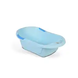 Netto Marken-Discount Babybadewanne Lilly platzsparend mit Wasserablauf, Ablagefächer für Zubehör blau Angebot