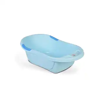Netto Marken-Discount Babybadewanne Lilly platzsparend mit Wasserablauf, Ablagefächer für Zubehör blau Angebot
