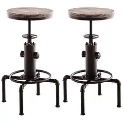 Netto Marken-Discount CLP 2er Set Metall-Barhocker Lumos mit höhenverstellbarem Holzsitz I Thekenhocker mit Fußstütze Angebot