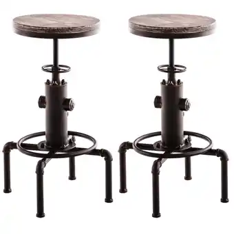 Netto Marken-Discount CLP 2er Set Metall-Barhocker Lumos mit höhenverstellbarem Holzsitz I Thekenhocker mit Fußstütze Angebot