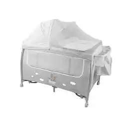 Netto Marken-Discount Kikkaboo Reisebett Dreamy Bear, 2 Ebenen, Matratze, Wickelauflage, Wippfunktion grau Angebot