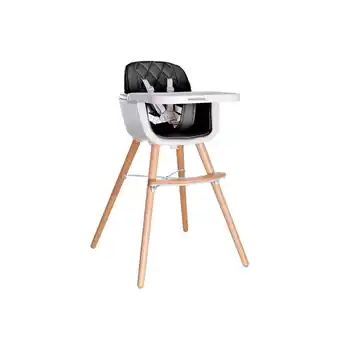 Netto Marken-Discount Kikkaboo, Kinderhochstuhl 2 in 1 Woody, Kinderstuhl, Tisch verstellbar, Gurt schwarz Angebot