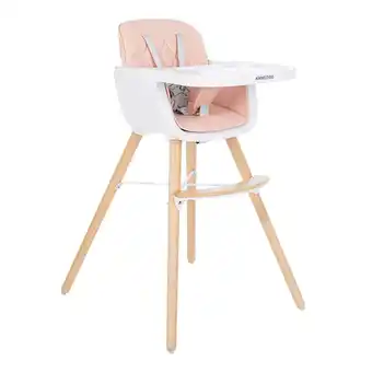 Netto Marken-Discount Kikkaboo, Kinderhochstuhl 2 in 1 Woody, Kinderstuhl, Tisch verstellbar, Gurt pink Angebot