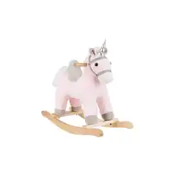 Netto Marken-Discount Kikkaboo Schaukeltier Einhorn Plüsch Musik Kufen, Sattel, Holzsockel, Steigbügel rosa Angebot