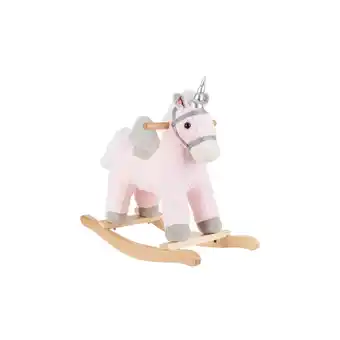 Netto Marken-Discount Kikkaboo Schaukeltier Einhorn Plüsch Musik Kufen, Sattel, Holzsockel, Steigbügel rosa Angebot