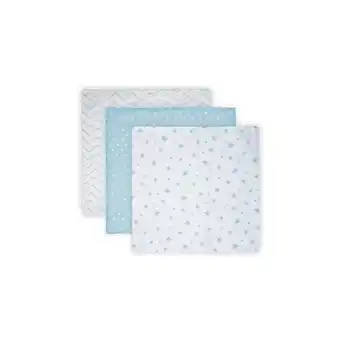 Netto Marken-Discount Lorelli Wickeldecke, Babydecke Trio, Größe 80 x 80 cm, 3er Set, 100% Baumwolle blau Angebot