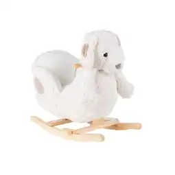 Netto Marken-Discount Kikkaboo Schaukeltier Puppy mit Sitz, Rückenlehne, Kufen, Holzgriffe, Fußstützen weiß Angebot