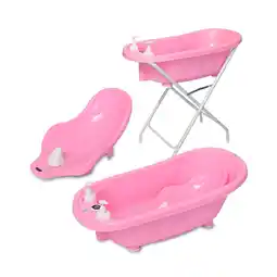 Netto Marken-Discount Lorelli Babybadewannen-Set Babybadewanne 88 cm Badesitz Badewannenständer Ablauf rosa Angebot