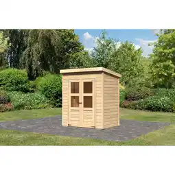 Netto Marken-Discount Karibu Gartenhaus Kano 2 SET naturbelassenes Holz aus nordischer Fichte Angebot