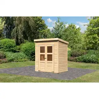 Netto Marken-Discount Karibu Gartenhaus Kano 2 SET naturbelassenes Holz aus nordischer Fichte Angebot