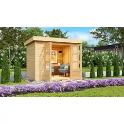 Netto Marken-Discount Karibu Gartenhaus Calabar 3 SET naturbelassen mit Boden und Dachfolie Angebot