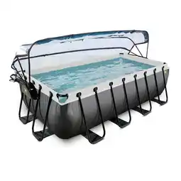 Netto Marken-Discount EXIT Black Leather Pool 400x200x100cm mit Sandfilterpumpe und Abdeckung - schwarz Angebot