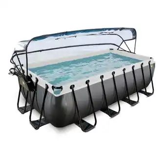 Netto Marken-Discount EXIT Black Leather Pool 400x200x100cm mit Sandfilterpumpe und Abdeckung - schwarz Angebot