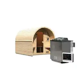 Netto Marken-Discount Karibu Fasshaus lfe SET naturbelassen mit Ofen 9 kW Bio ext. Strg., Kabel, Dachfolie Angebot