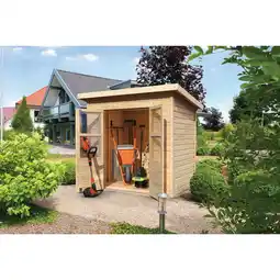 Netto Marken-Discount Karibu Gartenhaus Kano 3 SET naturbelassenes Holz mit Dachbahn Angebot