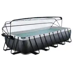 Netto Marken-Discount EXIT Black Leather Pool 540x250x100cm mit Sandfilterpumpe und Abdeckung - schwarz Angebot