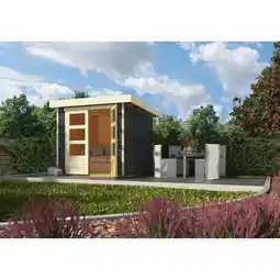 Netto Marken-Discount Karibu Gartenhaus Calabar 2 SET terragrau mit Boden und Dachfolie Angebot