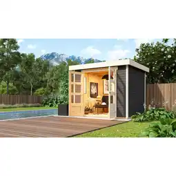 Netto Marken-Discount Karibu Gartenhaus Calabar 3 SET terragrau mit Boden und Dachfolie Angebot