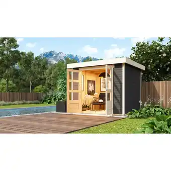Netto Marken-Discount Karibu Gartenhaus Calabar 3 SET terragrau mit Boden und Dachfolie Angebot