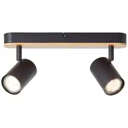 Netto Marken-Discount Brilliant Niels Spotbalken 2flg schwarz matt/natur, Metall/Bambus, 2x LED, GU10, 10 W Angebot