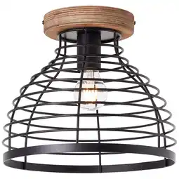 Netto Marken-Discount Brilliant Avia Deckenleuchte 30cm schwarz/holz, Metall/Holz, 1x A60, , 52 W Angebot