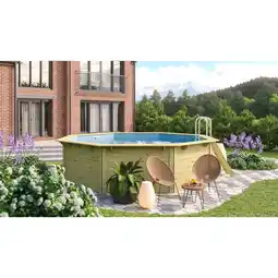 Netto Marken-Discount Karibu Massivholz Pool Netto 2 SET kdi mit Innenhülle blau, Skimmer Angebot