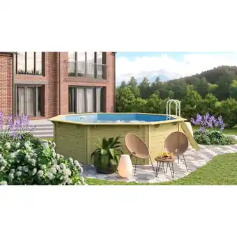 Netto Marken-Discount Karibu Massivholz Pool Netto 2 SET kdi mit Innenhülle blau, Skimmer Angebot
