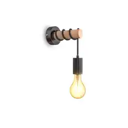 Netto Marken-Discount Wandleuchte, Metall schwarz,mit Holz,1xE27/max.60W Angebot