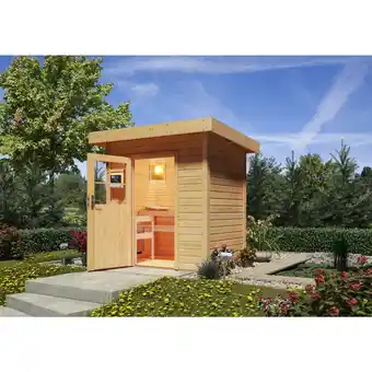 Netto Marken-Discount Karibu Saunahaus Ekiti SET naturbelassen mit Ofen 9 kW ext. Strg., Kabel, Dachfolie Angebot
