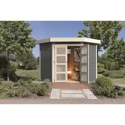 Netto Marken-Discount Karibu Gartenhaus Taraba 3 SET terragrau mit Boden, Dachfolie Angebot