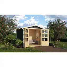 Netto Marken-Discount Karibu Gartenhaus Asaba 3 SET terragrau mit Boden, Dachschindeln schwarz Angebot