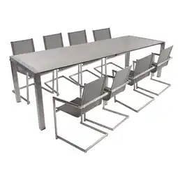 Netto Marken-Discount 9-tlg. Edelstahl Tischgruppe SIENNA Set Gartenmöbel Sitzgruppe Sitzgarnitur Angebot