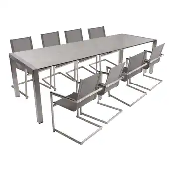 Netto Marken-Discount 9-tlg. Edelstahl Tischgruppe SIENNA Set Gartenmöbel Sitzgruppe Sitzgarnitur Angebot