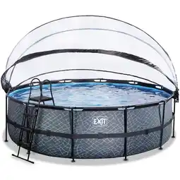 Netto Marken-Discount EXIT Stone Pool ø488x122cm mit Filterpumpe - grau Angebot