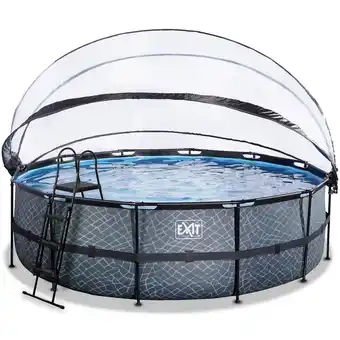 Netto Marken-Discount EXIT Stone Pool ø488x122cm mit Filterpumpe - grau Angebot