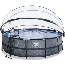 Netto Marken-Discount EXIT Stone Pool ø488x122cm mit Sandfilterpumpe - grau Angebot