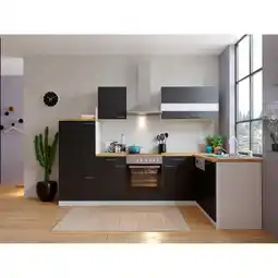 Netto Marken-Discount Respekta Winkelküche KBL280WSCG 280 cm Weiß - Schwarz Angebot