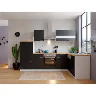 Netto Marken-Discount Respekta Winkelküche KBL280WSCG 280 cm Weiß - Schwarz Angebot
