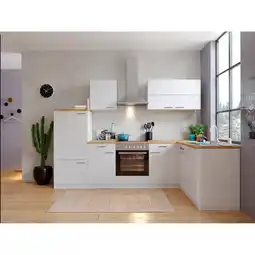Netto Marken-Discount Respekta Winkelküche KBL280WSCG 280 cm Weiß - Weiß Angebot